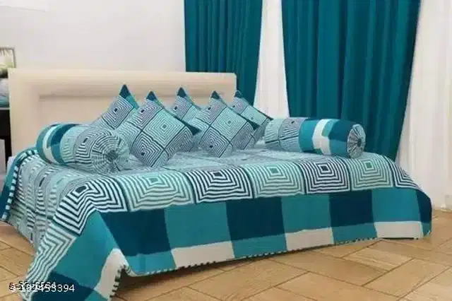 Polycotton Diwan Cover Set, Teal, Set of 8