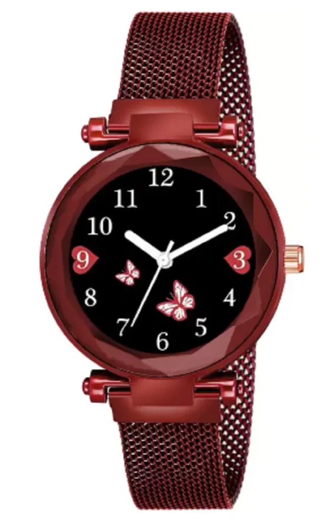 Analog Watch for Women & Girls (Red)