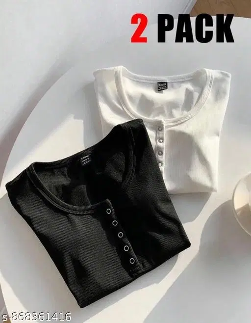 Lycra T-shirt for Women, Multicolor, Pack of 2 (XS)