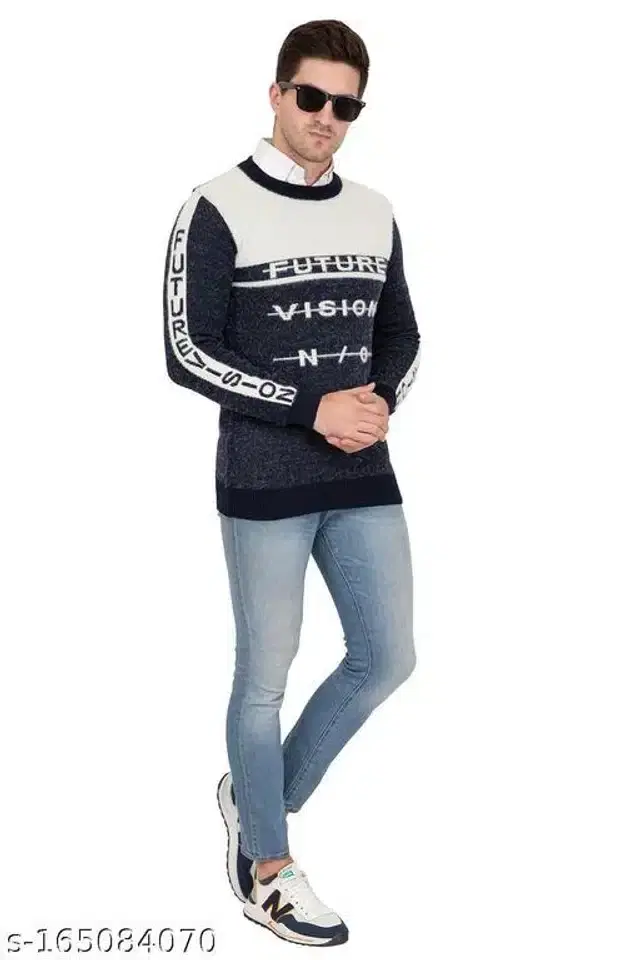 Woolen Sweater for Men (Multicolor, M)