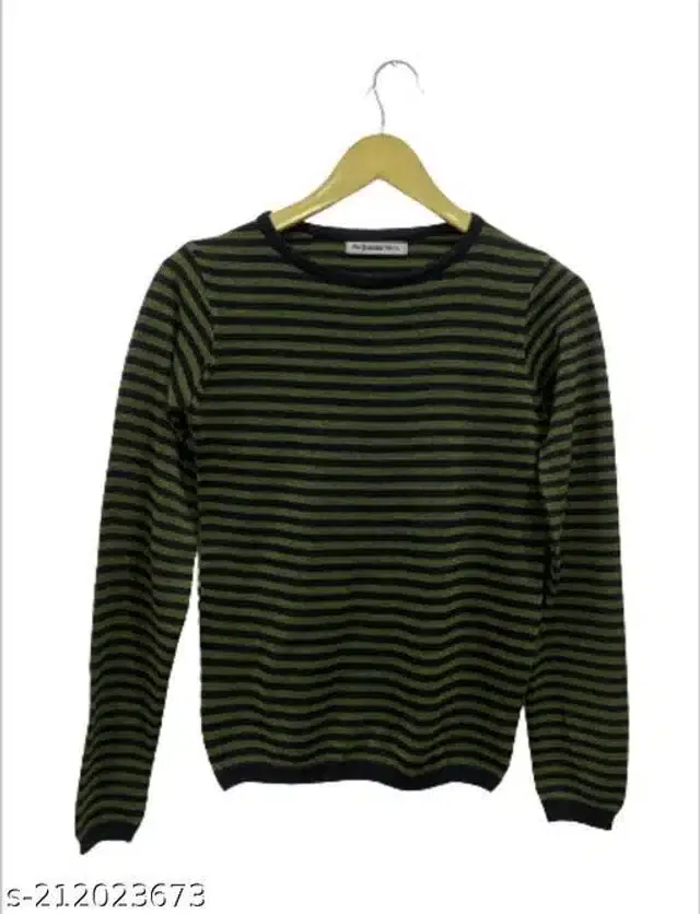 Sweaters For Women (Green & Black, Free Size)