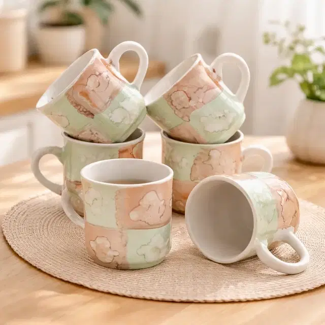 Ceramic Tea & Coffee Cup, White, Pack of 6 (140 ml)