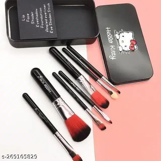 Makeup Brush Set, Black, Set of 7