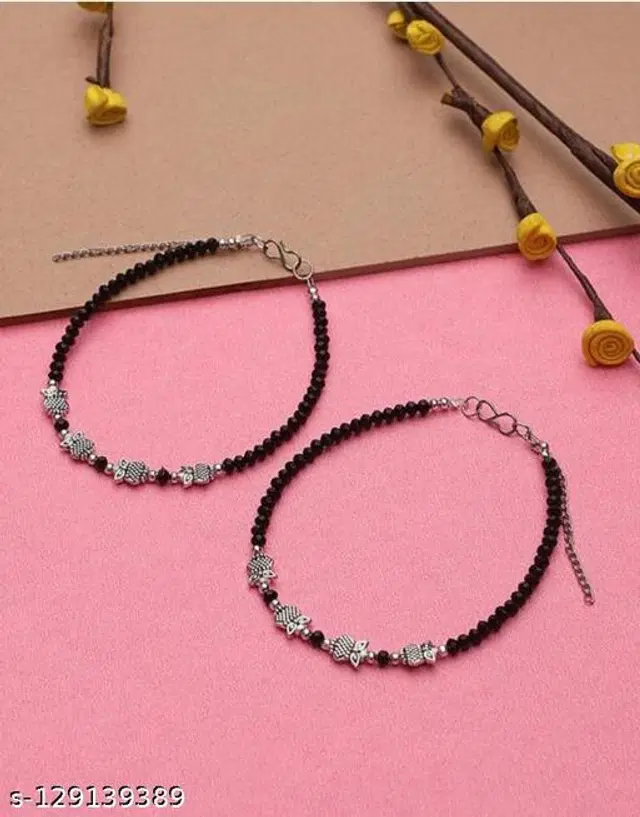 Alloy Anklets for Women, Pack of 2 (Multicolor)