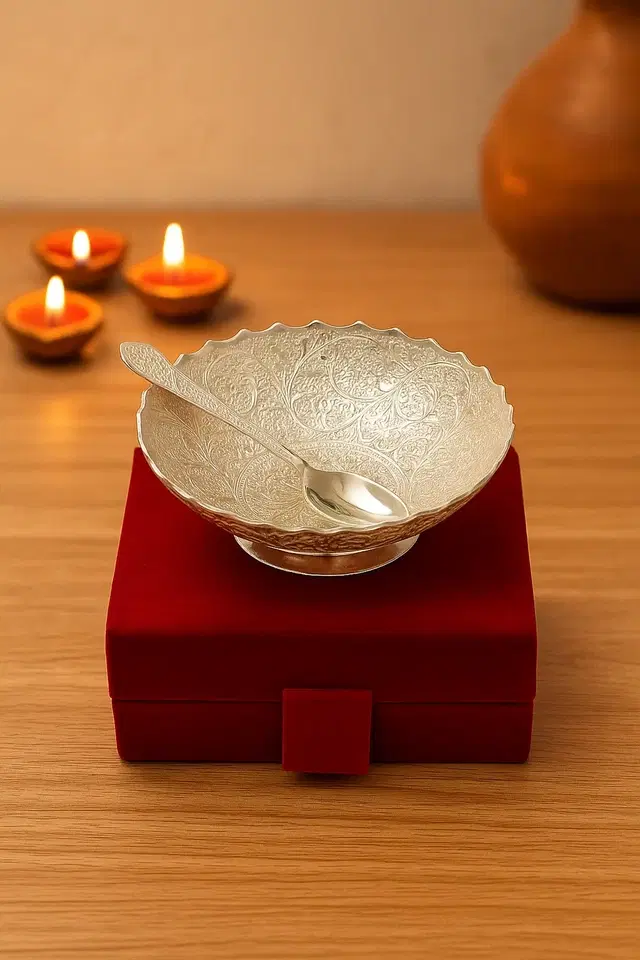 Decorative Bowl silver designer bowl with spoon
