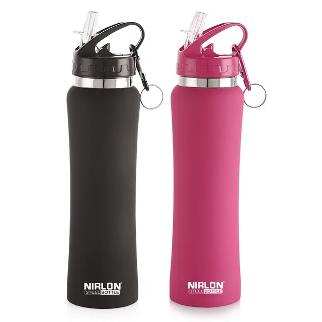 Nirlon Stainless Steel Sipper Water Bottle, Multicolor, 750 ml, Pack of 2