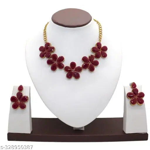 Stylish Kundan & Alloy Women’S Jewellery Sets, Maroon