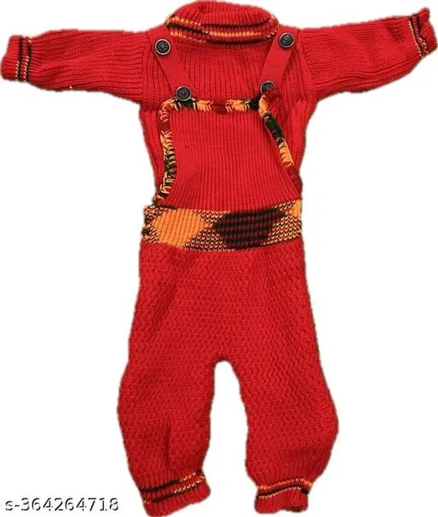 Woolen Clothing Set for Boys (0-6 Months, Red)