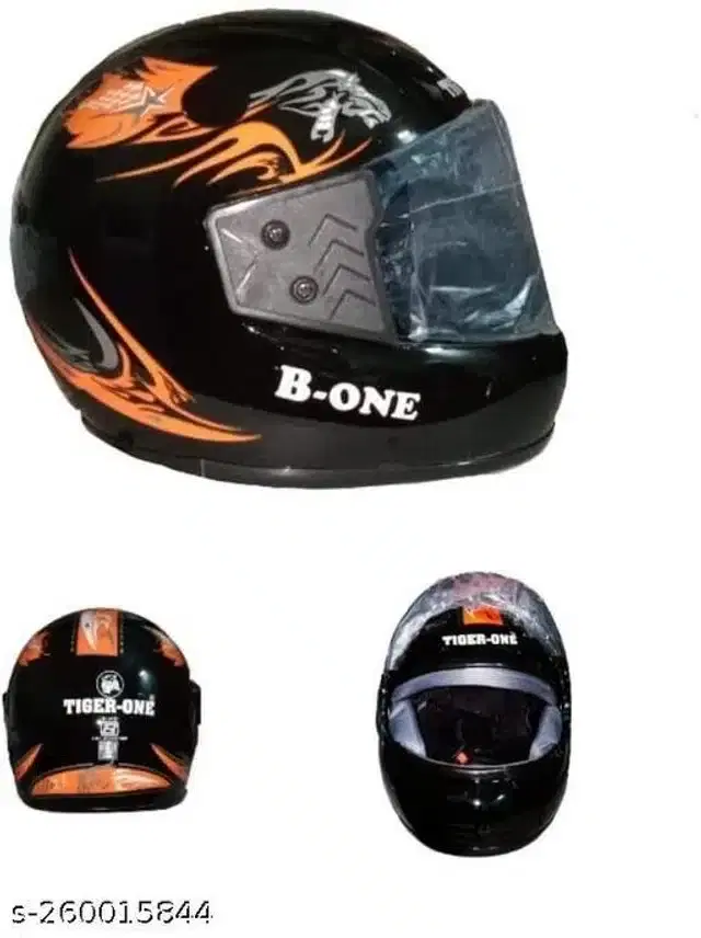Full Face Helmet For Men & Women, Black & Orange