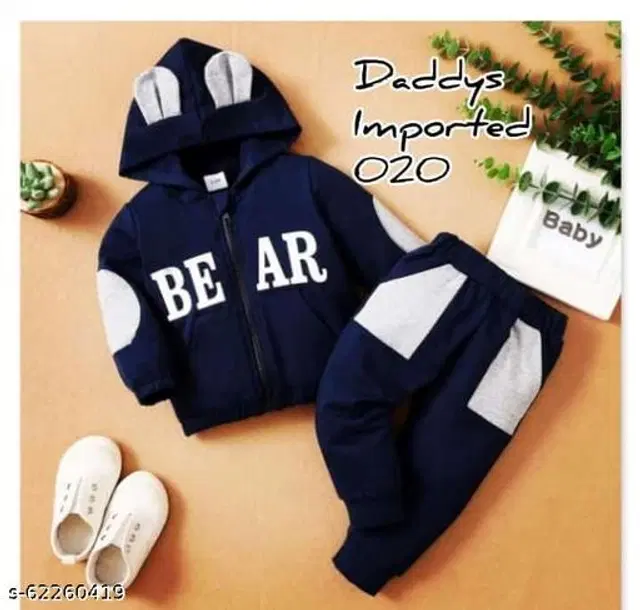 Woolen Solid Clothing Sets for Boys & Girls (Blue, 0-1 Years)