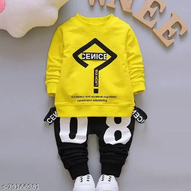 Woolen Solid Clothing Sets for Boys & Girls (Yellow & Black, 1-2 Years)