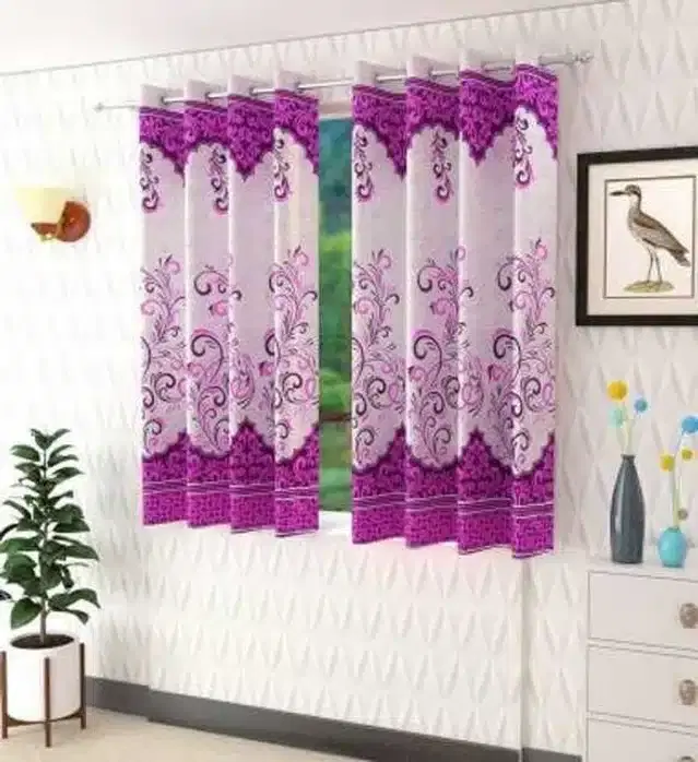 Window Curtain, Pack of 2, Purple, 4X5 Feet