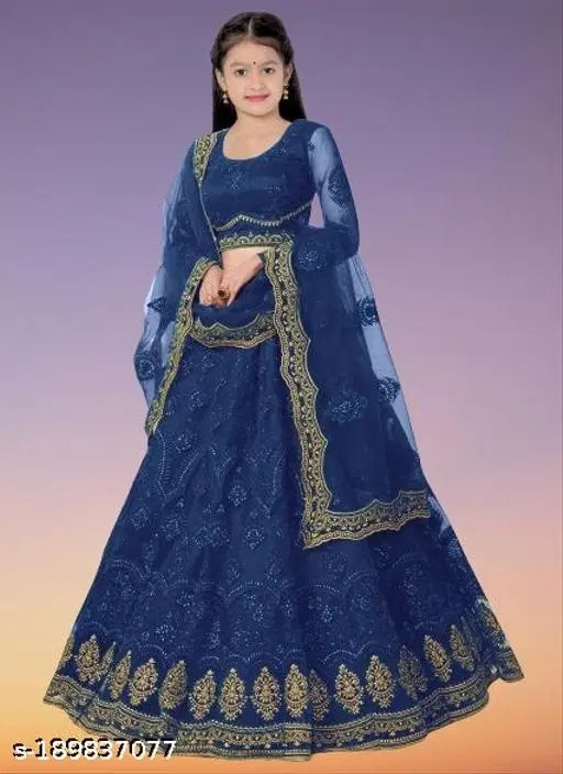 Lehenga Choli for Women (Blue, 5-6 Years)