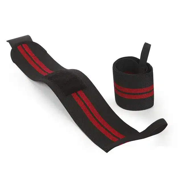 Eastern Club Wrist Support Band with Thumb Loop Strap, Red & Black, Set of 1