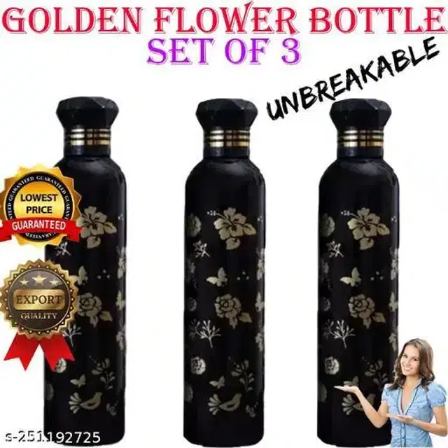 Plastic Water Bottles, Assorted, 1000 ml, Pack of 3