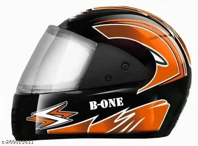Full Face Helmet For Men & Women, Black & Orange
