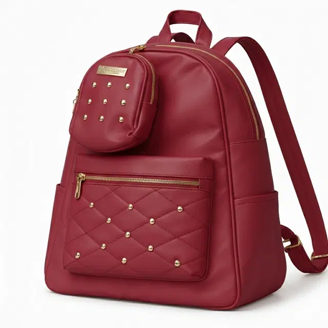PU Leather Backpack for Women & Girls, Maroon (9.6 Ltr)