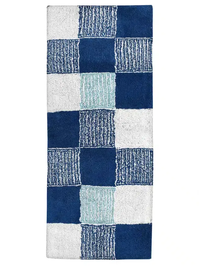 Abstract Bedside Runner with Antiskid Back, 20"x48", Blue