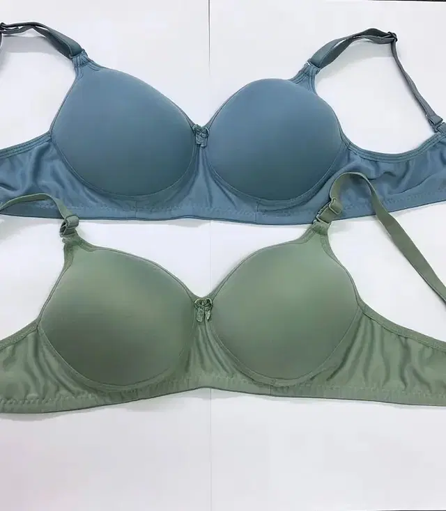 Cotton Blend Padded Solid Bras for Women, Blue & Green, Pack of 2 (32)