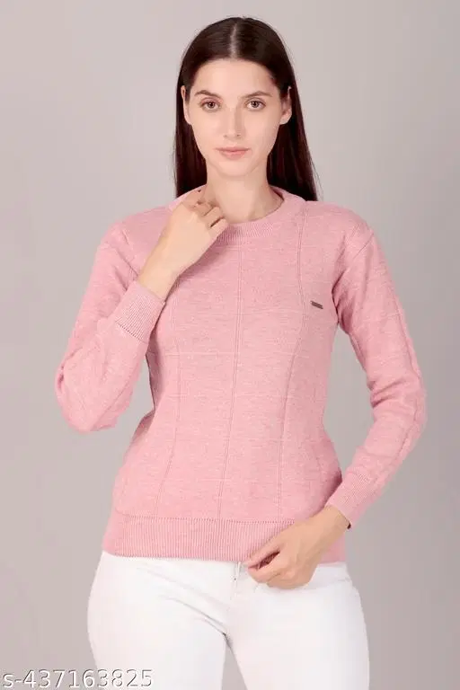 Acrylic Sweater for Women (Pink, M)