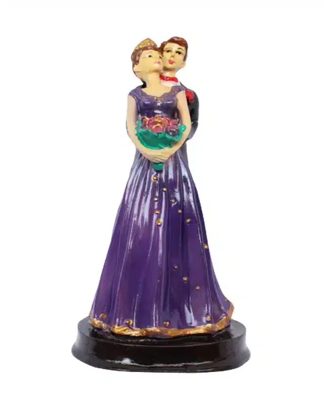 Polyresin Loving Couple Showpiece, Multicolor, 22 cm