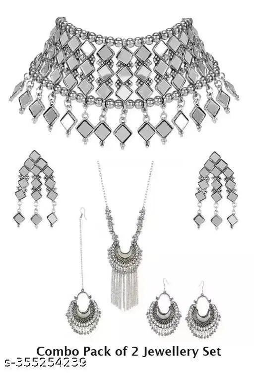 Fashionable Combo Mirror Jewellery Set