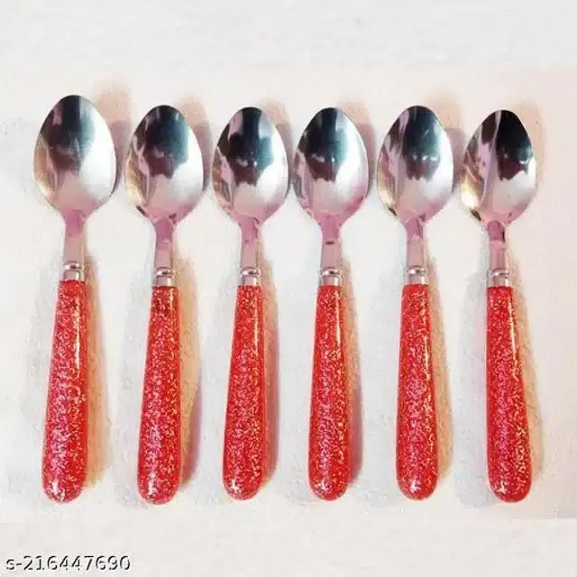 Stainless Steel Table Spoon Set, Dark Pink, Pack of 6