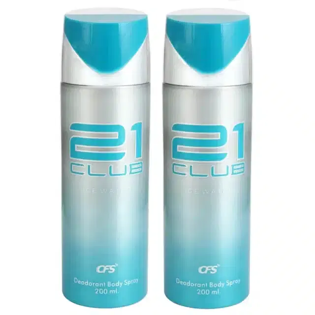 21 Club Ice Water Spray Deodorant for Men & Women, 200 ml, Pack of 2