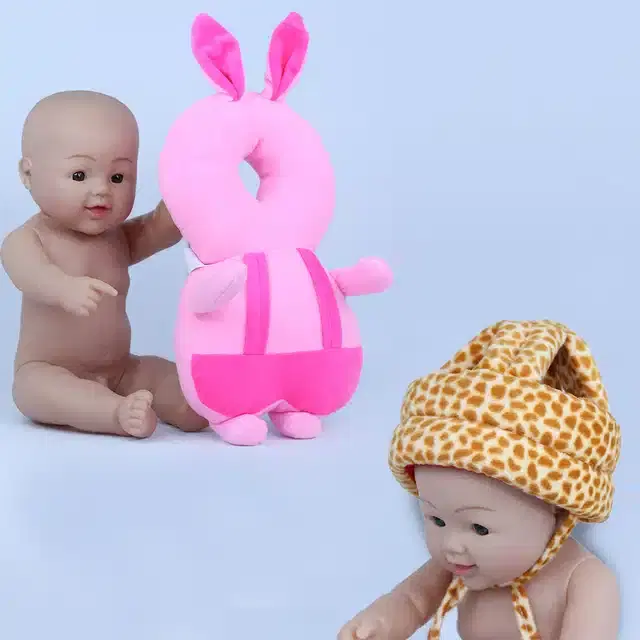 Infants Head & Back Safety Protector Pillow and Safety Helmet, Pack of 2 (Multicolor)