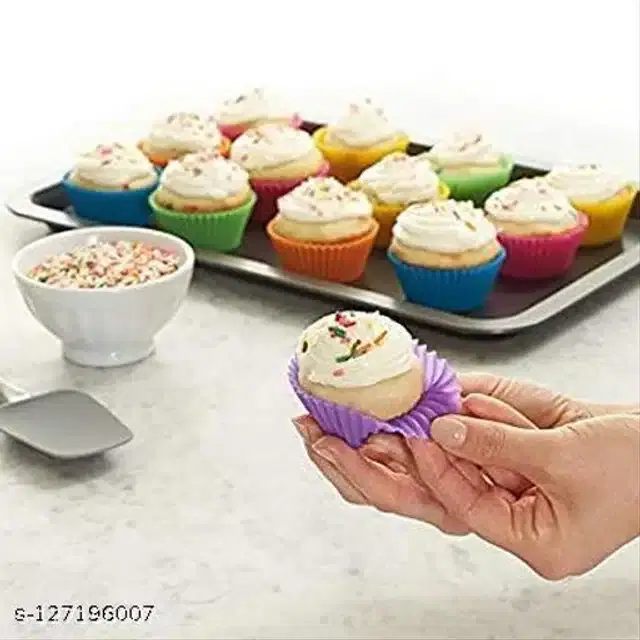 Silicone Cup Cake Mould, Multicolor, Pack of 6