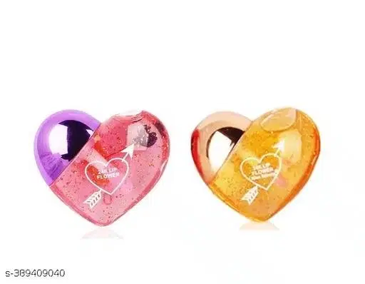 Lip Gloss Tint For Dry And Chapped Lips in Cute Heart-Shaped Packaging - Multicolor Metallic Finished Packaging Pack of 2