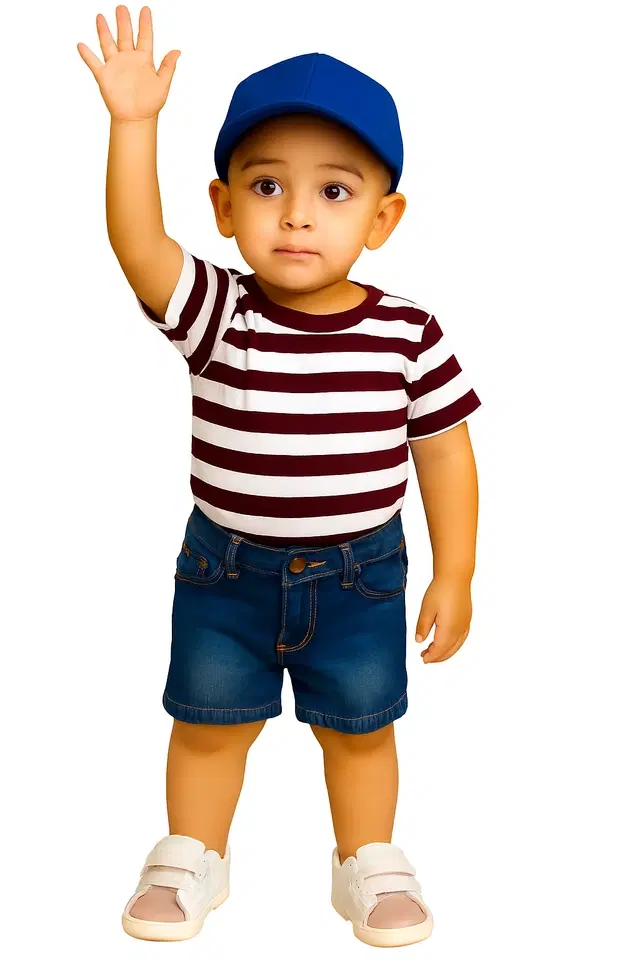 Cotton Stripes Clothing Set for Boys, Maroon (3-4 Years)