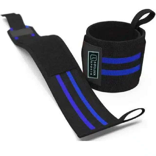 Wrist Support Band, Black & Blue, Free Size, Set of 1