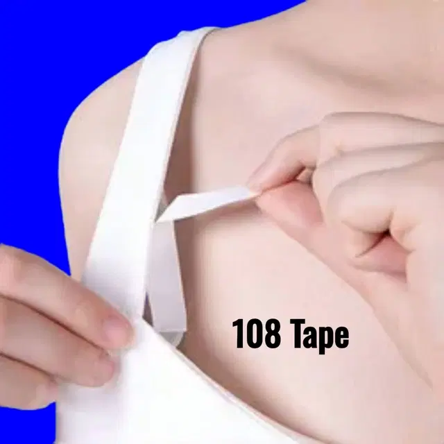 Acrylic Film Clothing 108 Double Sided Tape Strips, Transparent, Set of 1