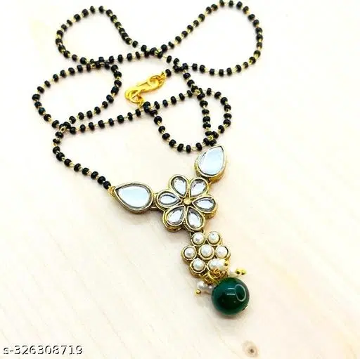 Alloy Mangalsutra With Earring for Women, White