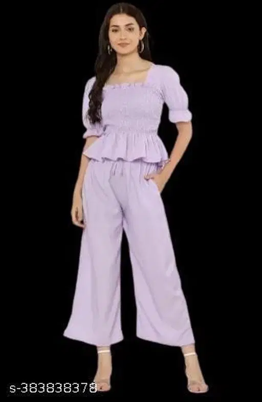 Stylish Jumpsuit for Girls (Lavender, 14-15 Years)