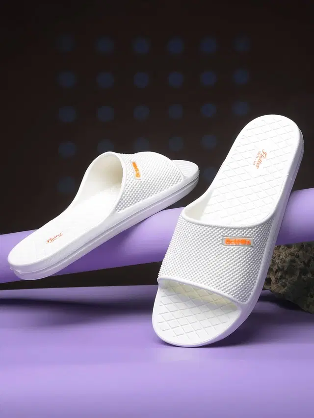 action Casual Slippers for Men (White, 8)