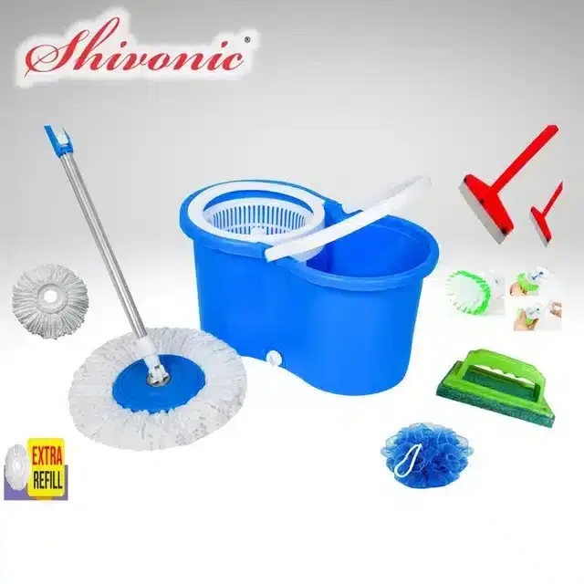 Shivonic Magic Dry Bucket Mop Combo, Set of 2, Blue, SI-2