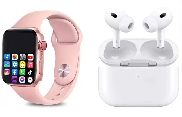 I8 A1 Smartwatch 1.75" Full Touch (Pink, Women) and PODS TWS Earbuds with Battery Display (Black & Yellow) (Combo Pack)