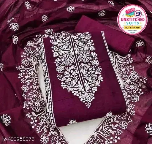 Chanderi Cotton Punjabi/All Over Suits for Women (Purple, Un Stitched)