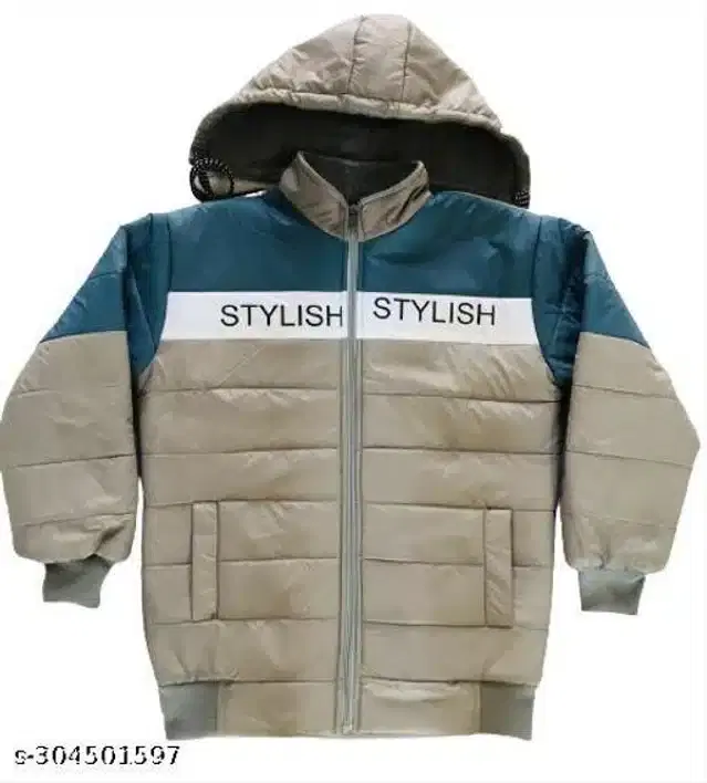 Nylon Full Sleeves Hooded Jacket for Girls (Navy Blue & Beige, 0-3 Months)