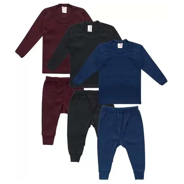 Woolen Thermal Set for Kids, Pack of 3, Multicolor (0-6 Months)