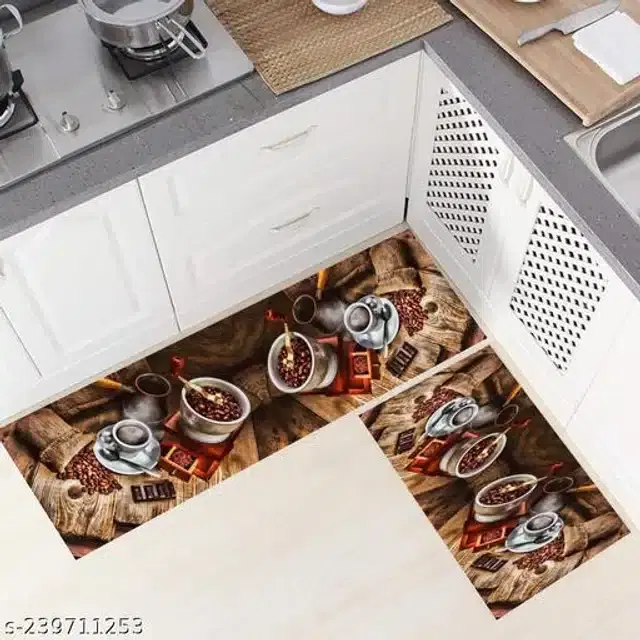 Anti Slip Kitchen Mat, Multicolor, 16x20 inches, Pack of 2