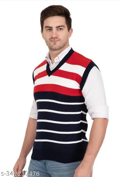 Half Sleeves Sweater for Men (Multicolor, L)