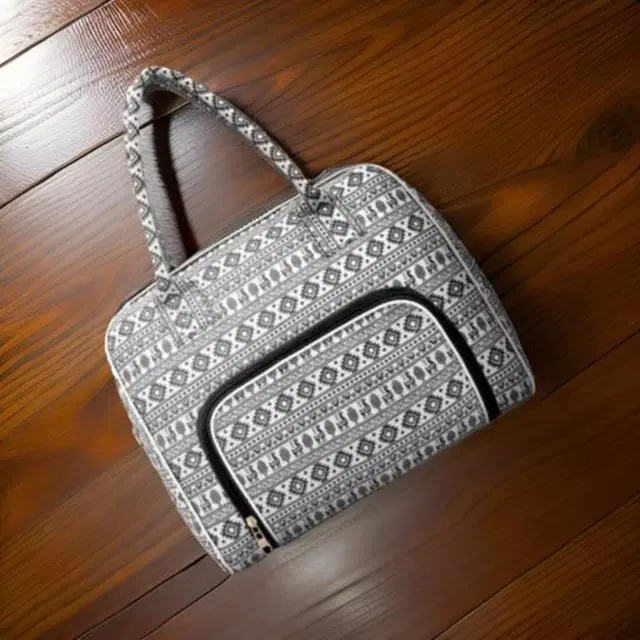 Canvas Printed Handbag for Women (Black)