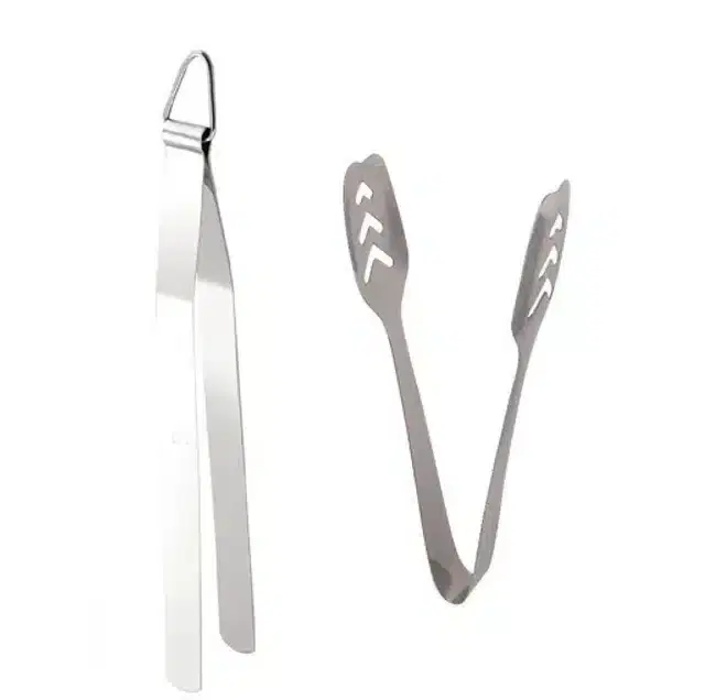 Combo of Stainless Steel Cooking Tongs, Pack of 2, Silver