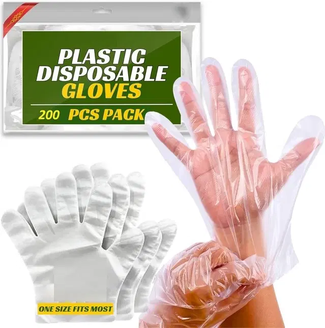 Transparent disposable gloves for kitchen hand - Use and Throw Gloves  (Pack of 200)