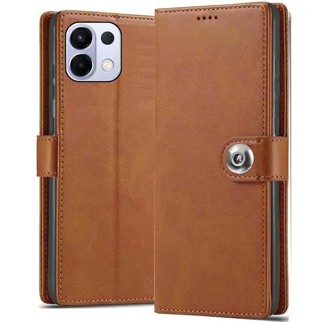 Artificial Leather Flip Cover For Oppo K13 5G, Brown