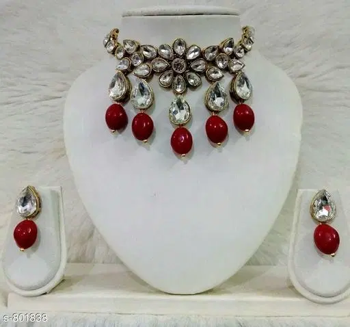Trendy Kundan Choker Necklace Set for Women & Girls, Maroon