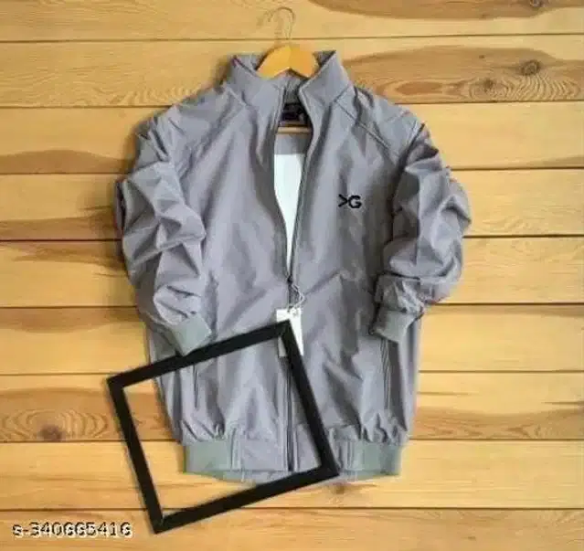 Polyester Jacket for Men (Grey, L)